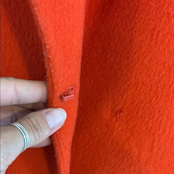 Red and Cream Pea Coat with Tailored Silhouette - Picture 5 of 8